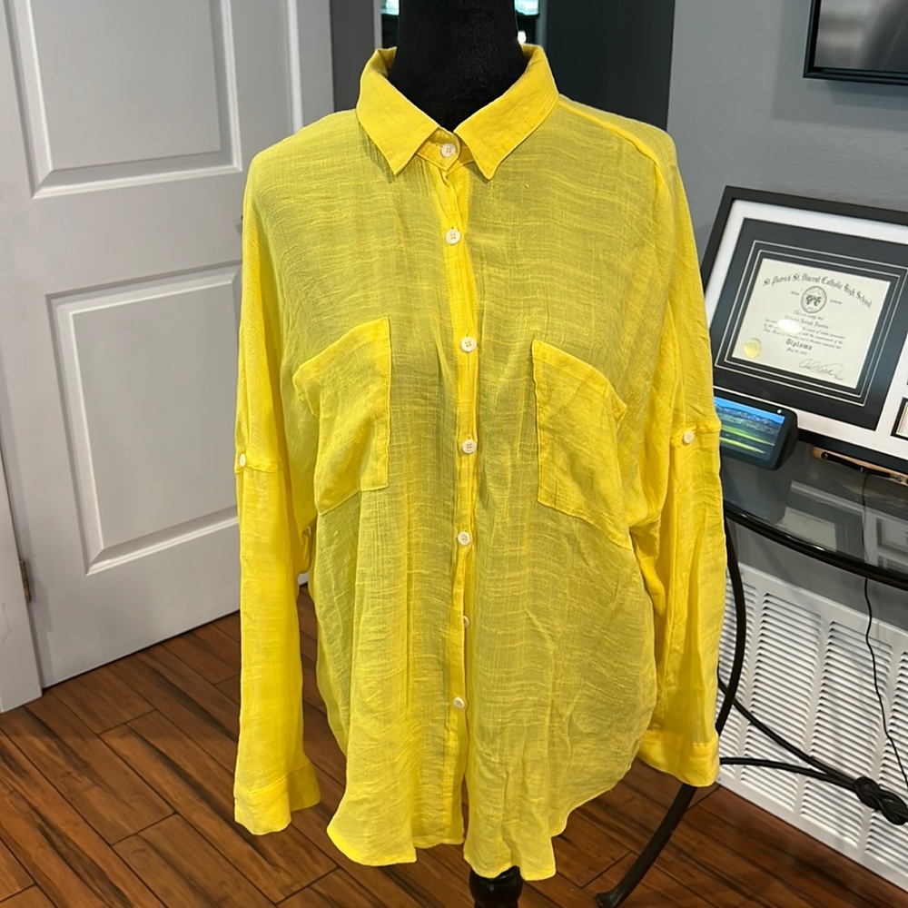 Linen button-down blouse